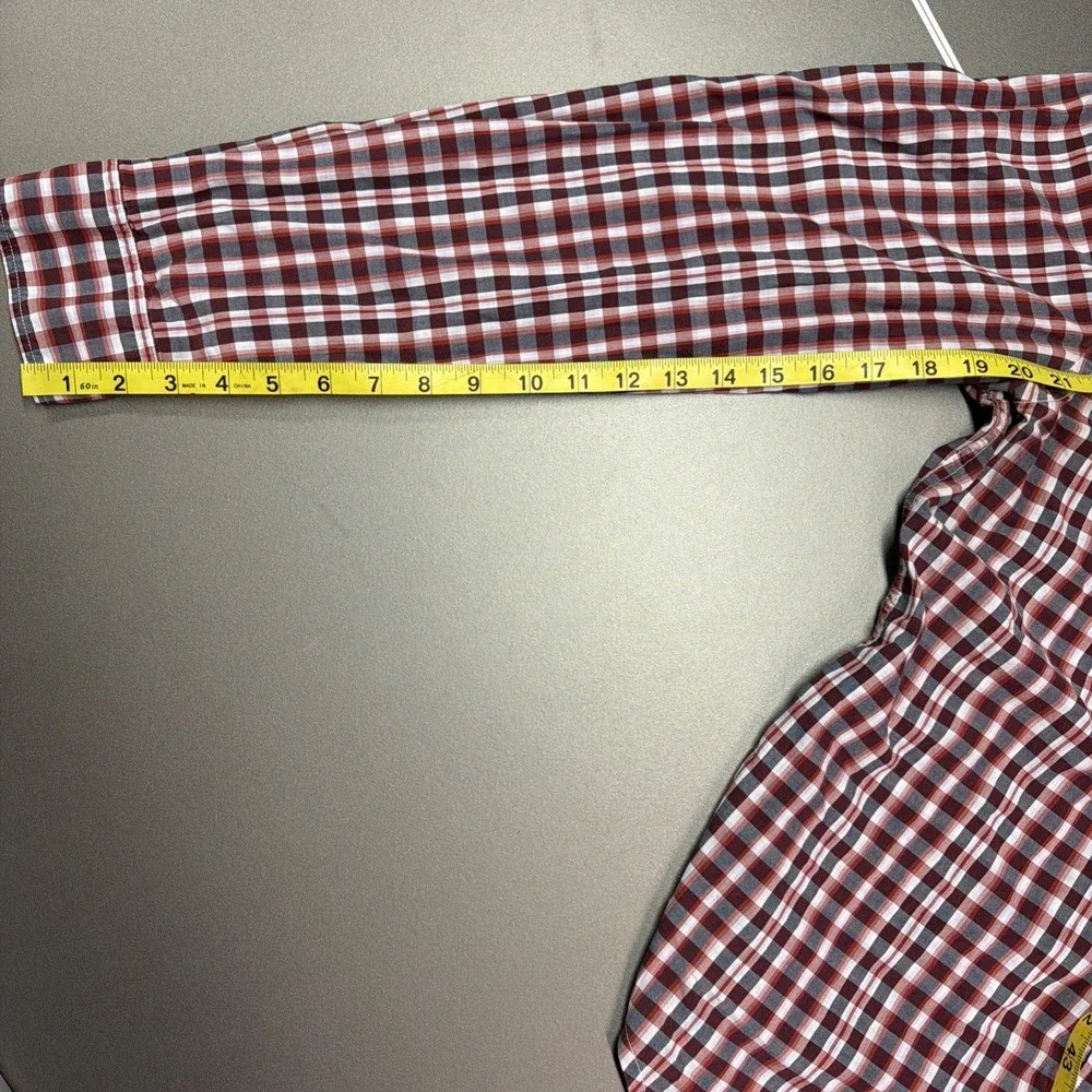 Banana Republic Custom Shirt L Tailored Slim Fit Plaid Red Blue career‎ church